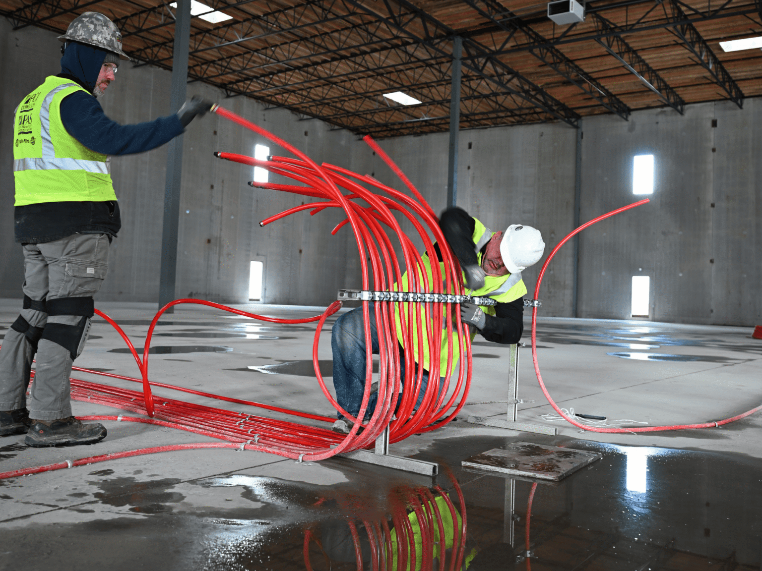 Red pipes taking shape