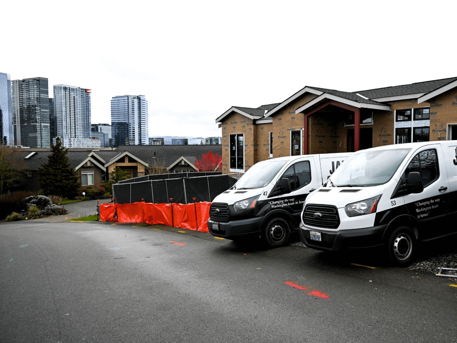 Janes vans outside house for install