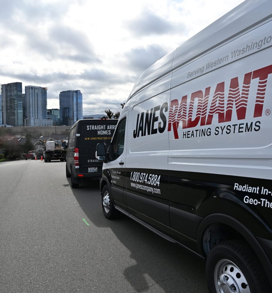 Janes radiant van with Bellevue, wa in background
