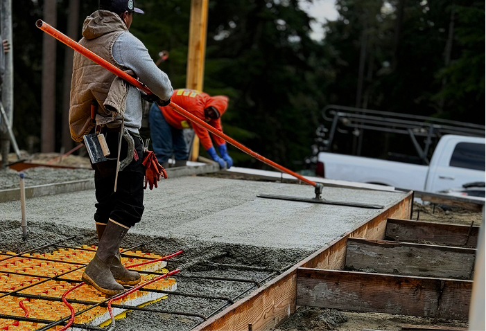 Concrete slab being created