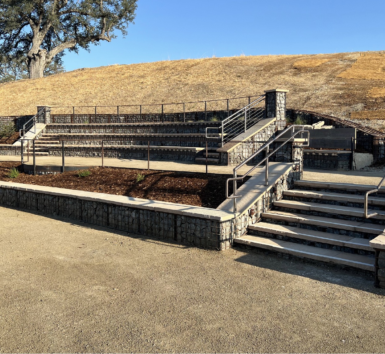 outdoor amphitheater benches with radiant heating