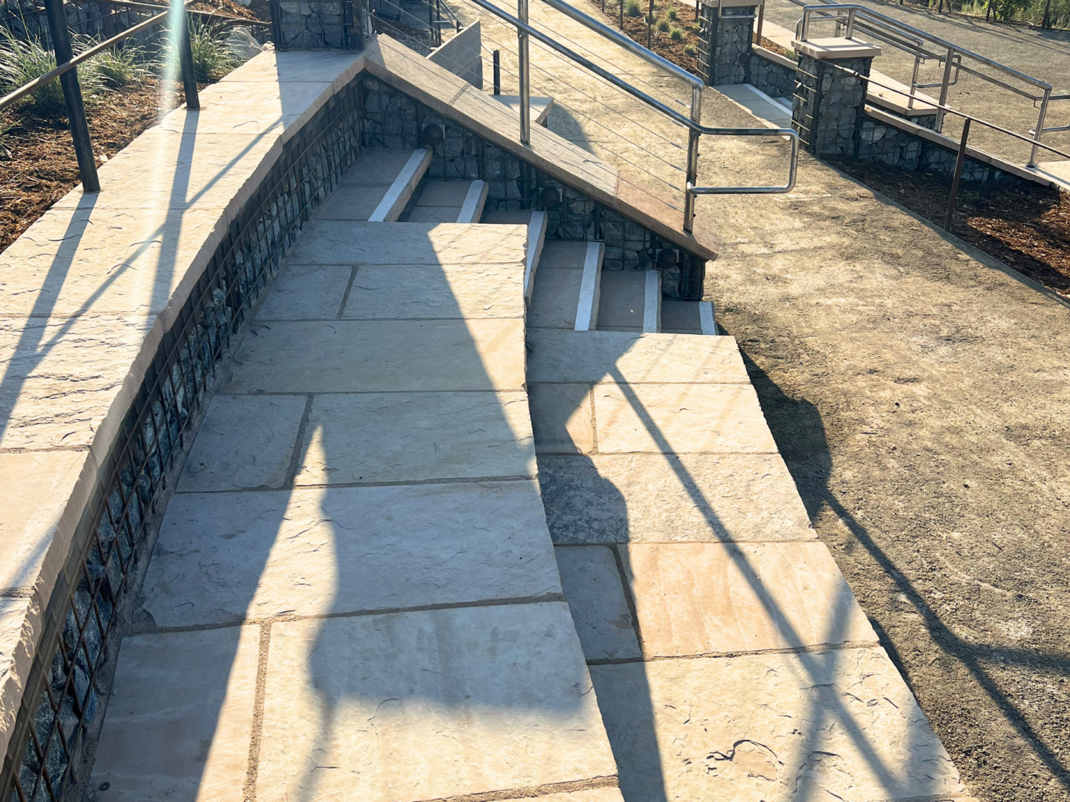three-tiered amphitheater seating finished after radiant was installed