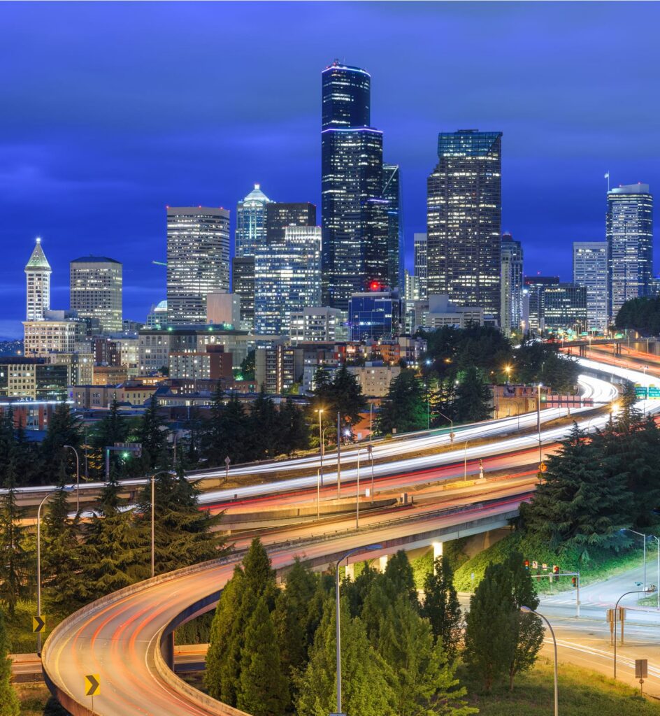 Downtown Seattle timelapse at night
