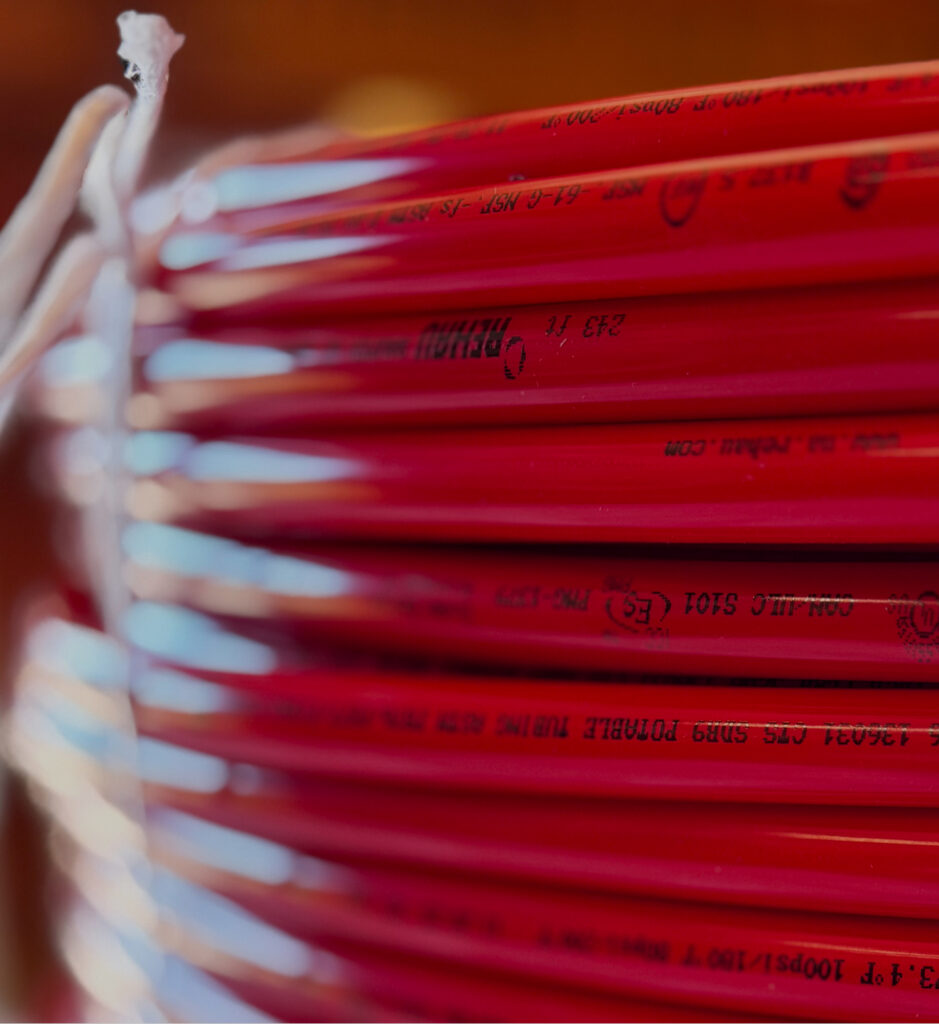 PEX tubing sitting in a bundle