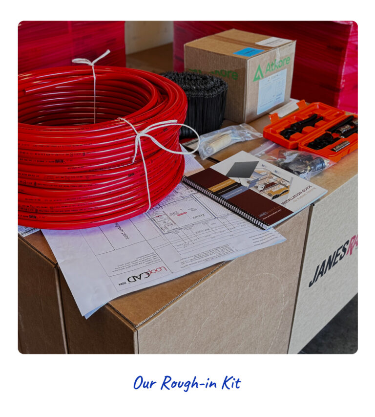 The Rough-in kit with the text "Our rough-in kit"