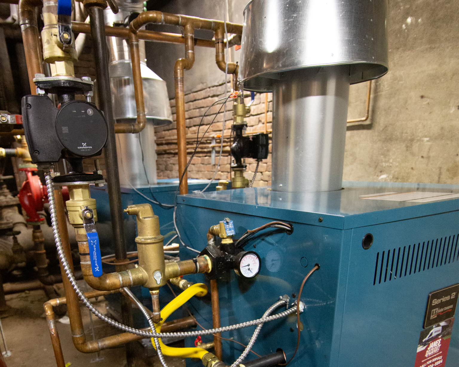 Back of Commercial Boiler replacement job janes radiant did in Bellingham, Wa