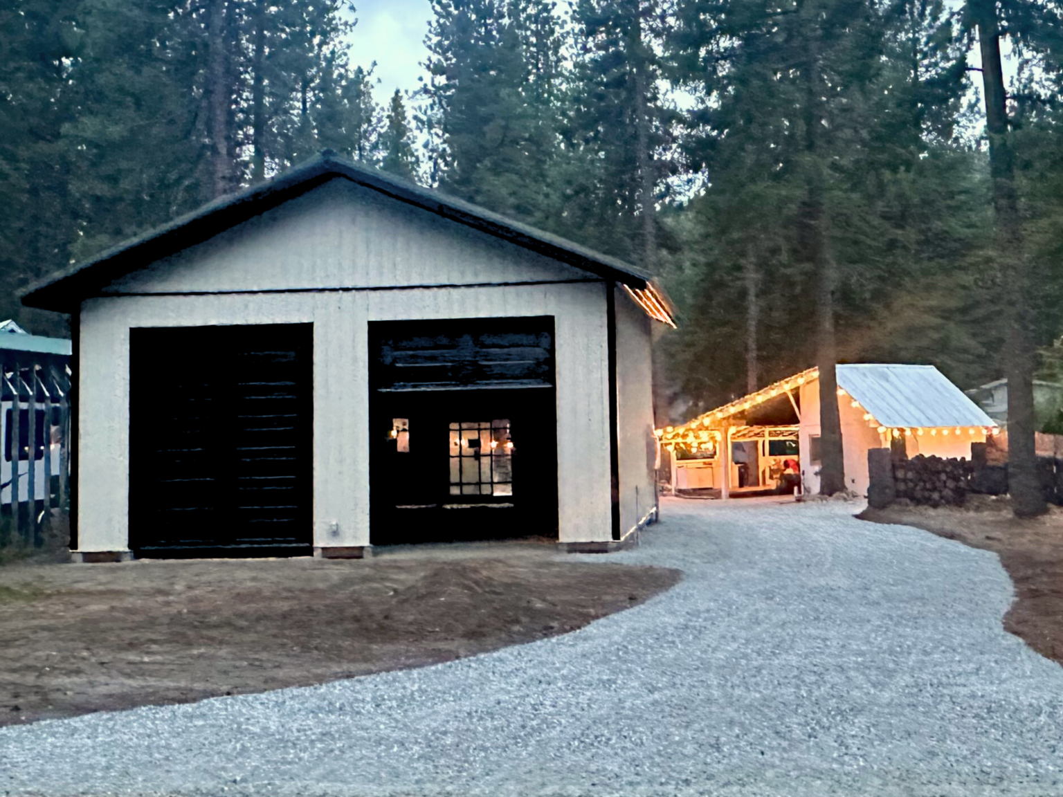 Home and shop in woods with radiant heating installed