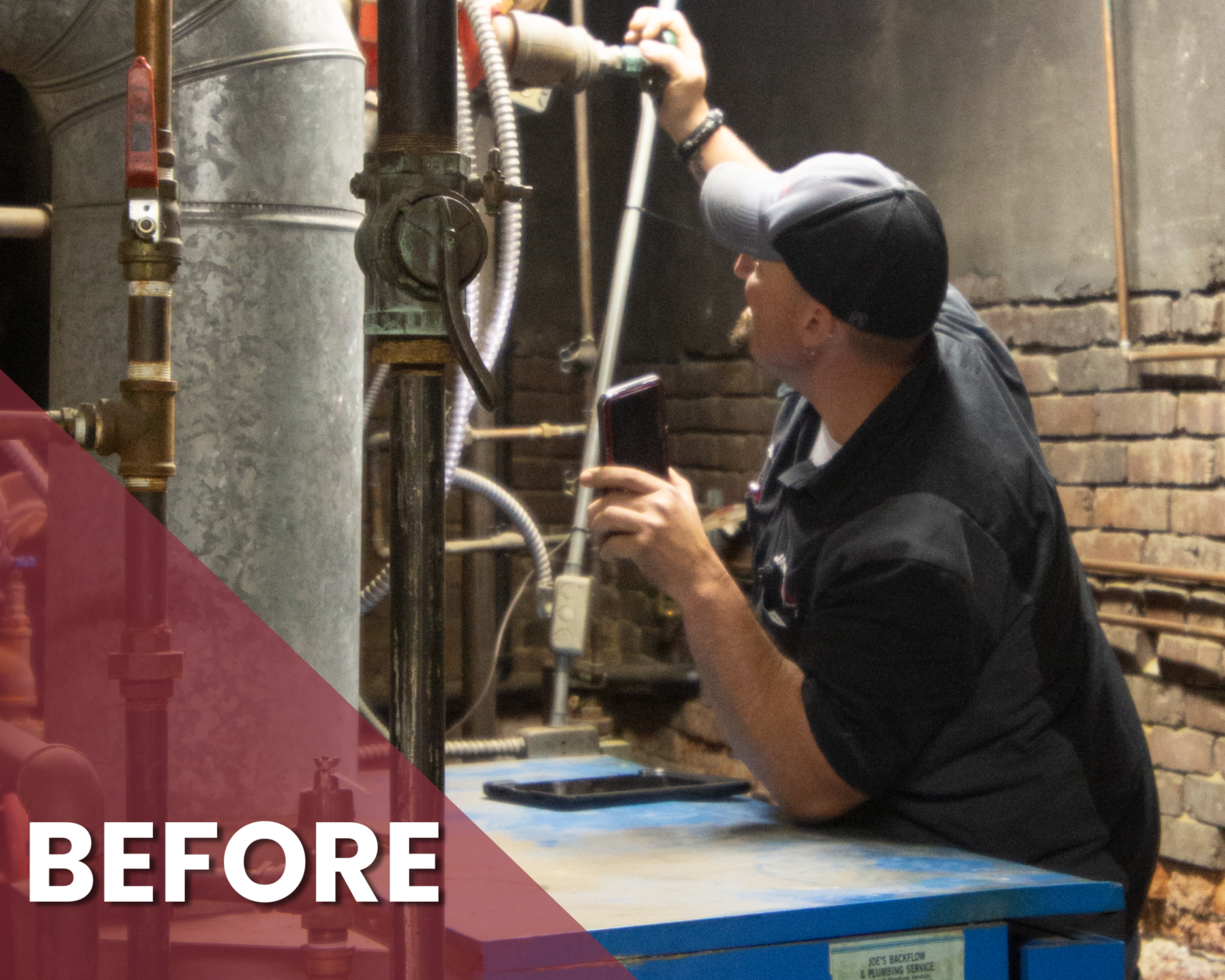 Technician Assessing Old Boiler Mechanical