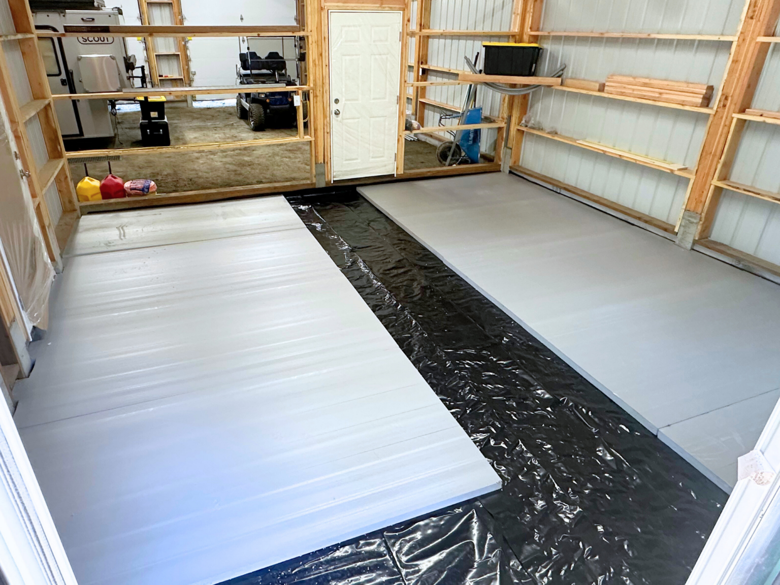 Insulation foam over moisture barrier for radiant heating