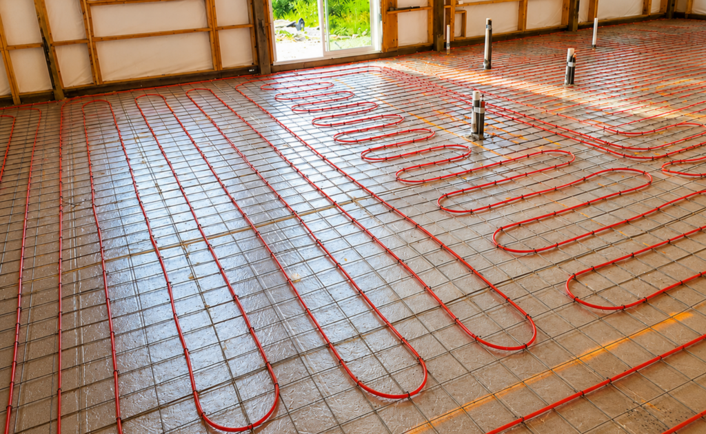 radiant heating in pole barn tubing installation