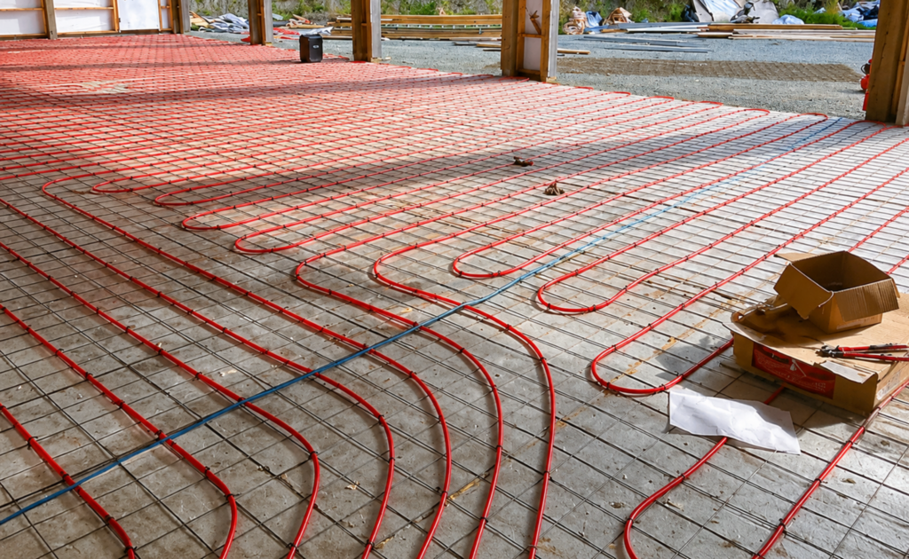 radiant heating in pole barn tubing installation