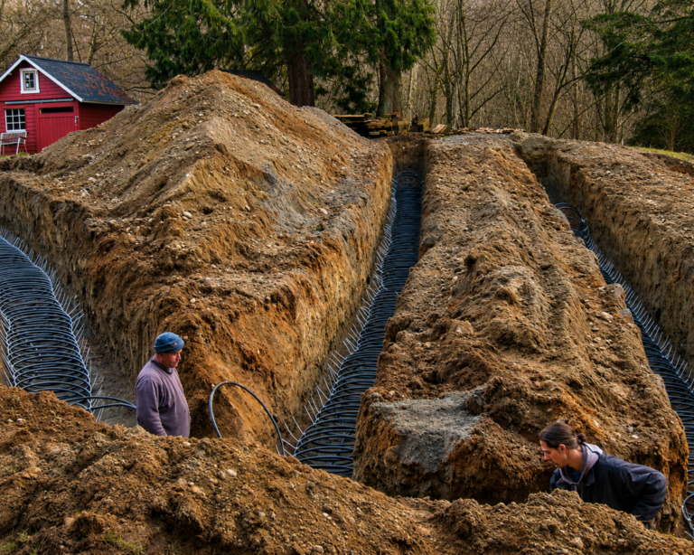 Geothermal Heating - trenches after geo loops were added