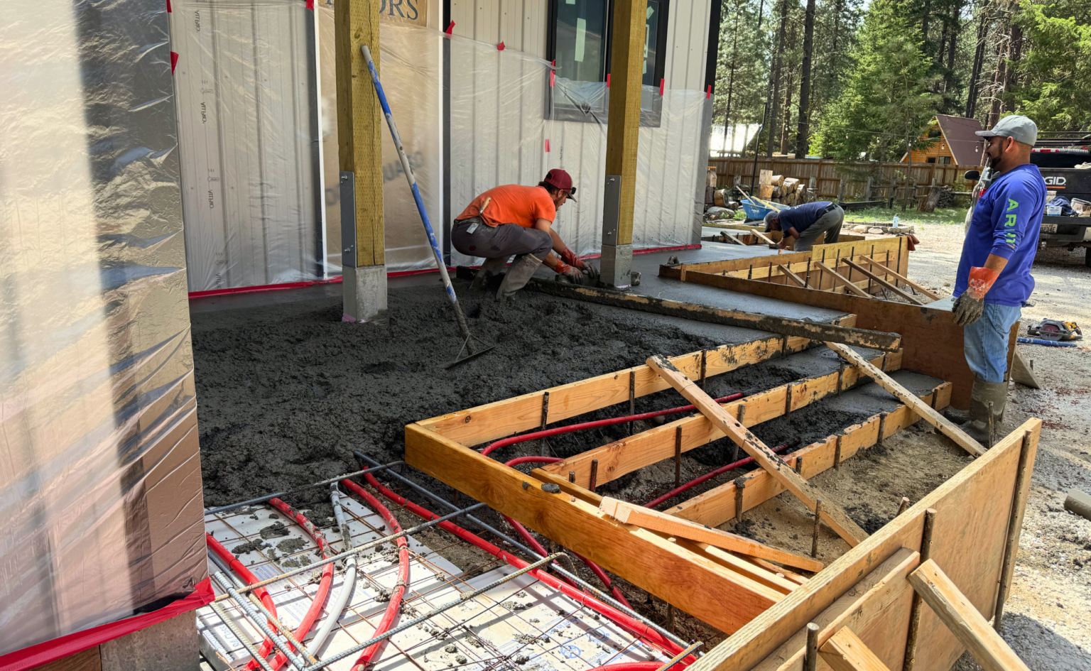 Heated patio during concrete pour.