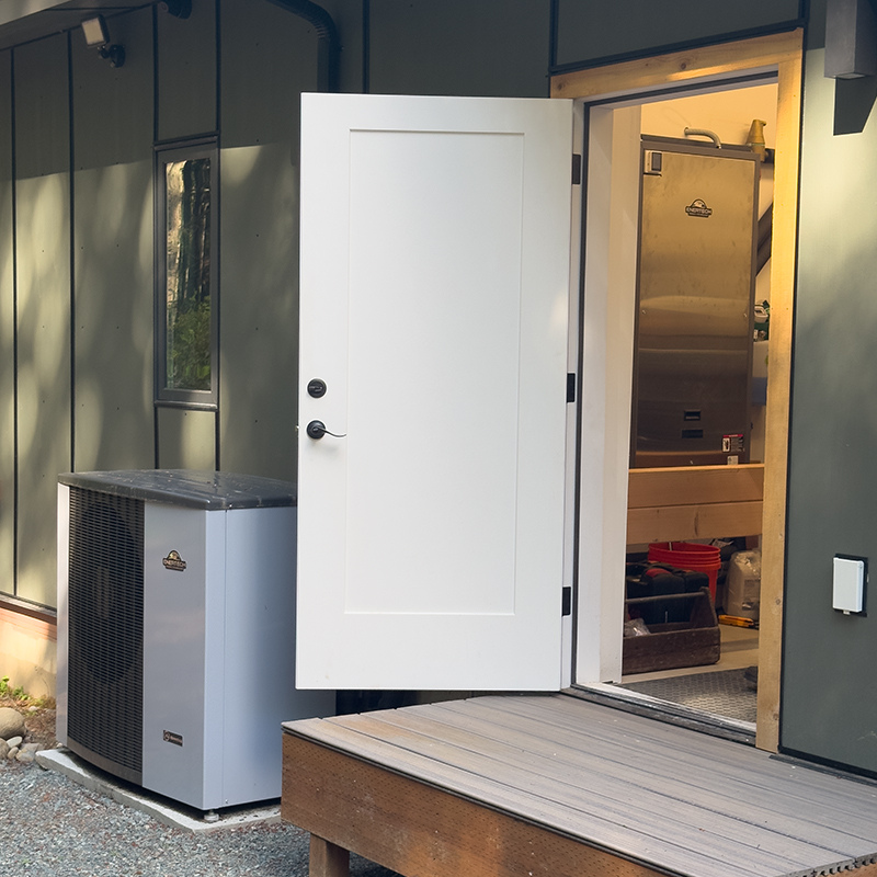 Indoor and Outdoor Units Air-to-Water Heat Pump System.