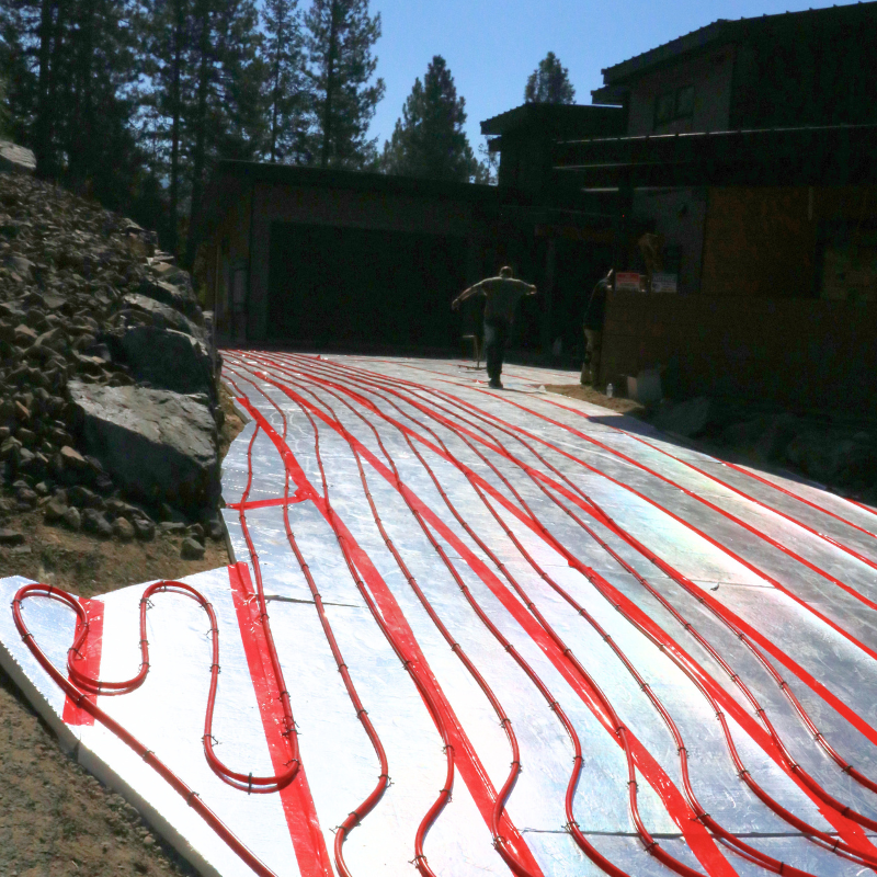 Installing tubing for driveway snow melt project