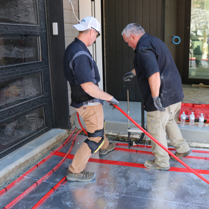 Snow melt installation on tubing